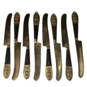 SIAM Vintage Pre-1939 (8) Brass & Wood Dinner Knives